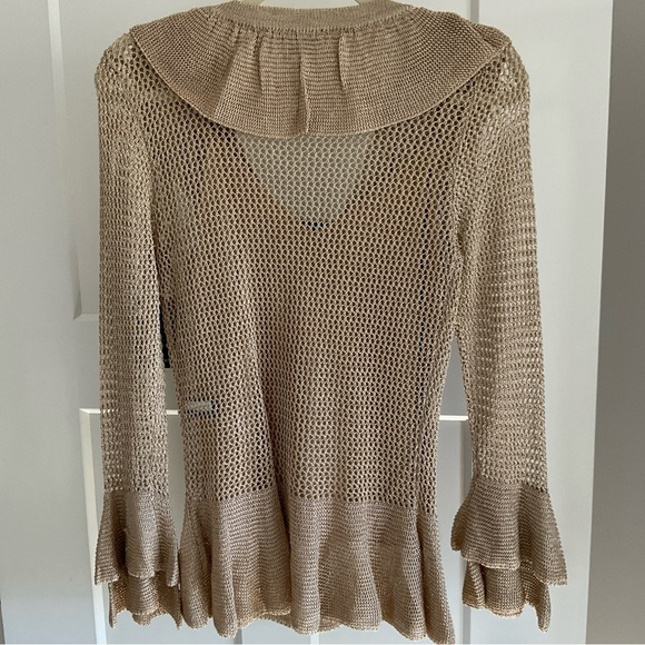 Boston Proper Tan Ruffled Cardigan - Picture 2 of 4